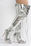 Paola Over The Knee Boots-Silver