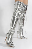 Paola Over The Knee Boots-Silver